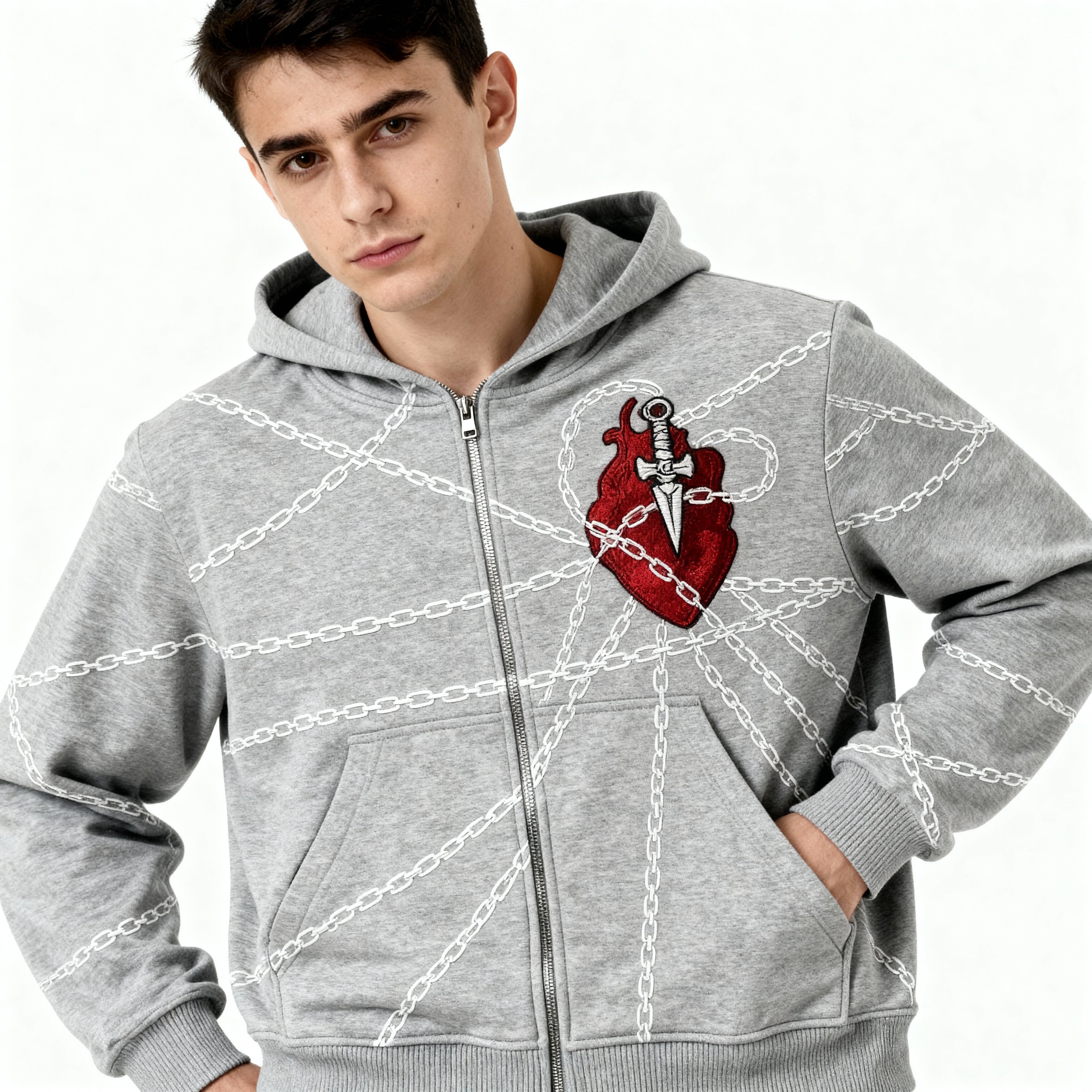 Hanorac Chained Grey Heart