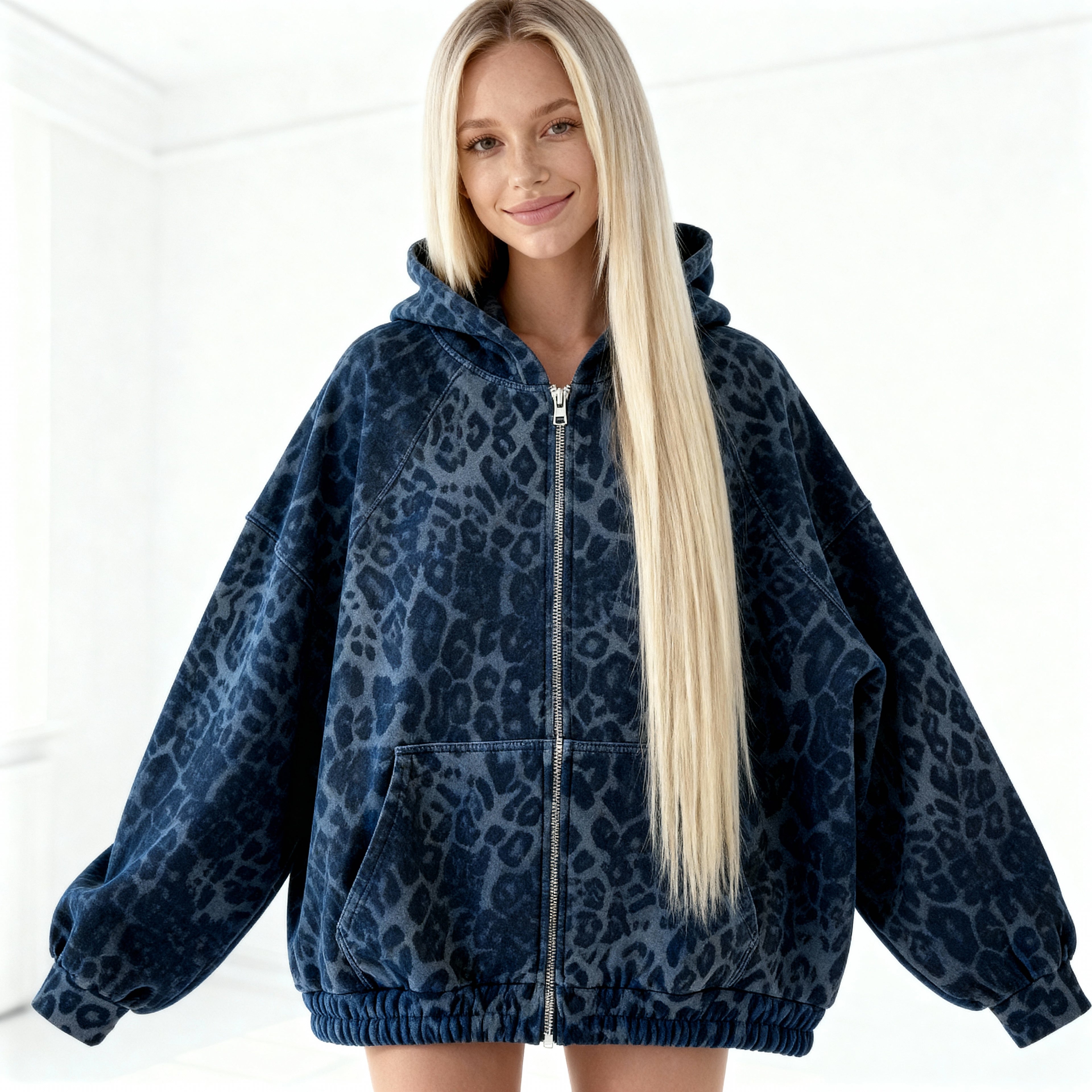 Hanorac Blue Leopard