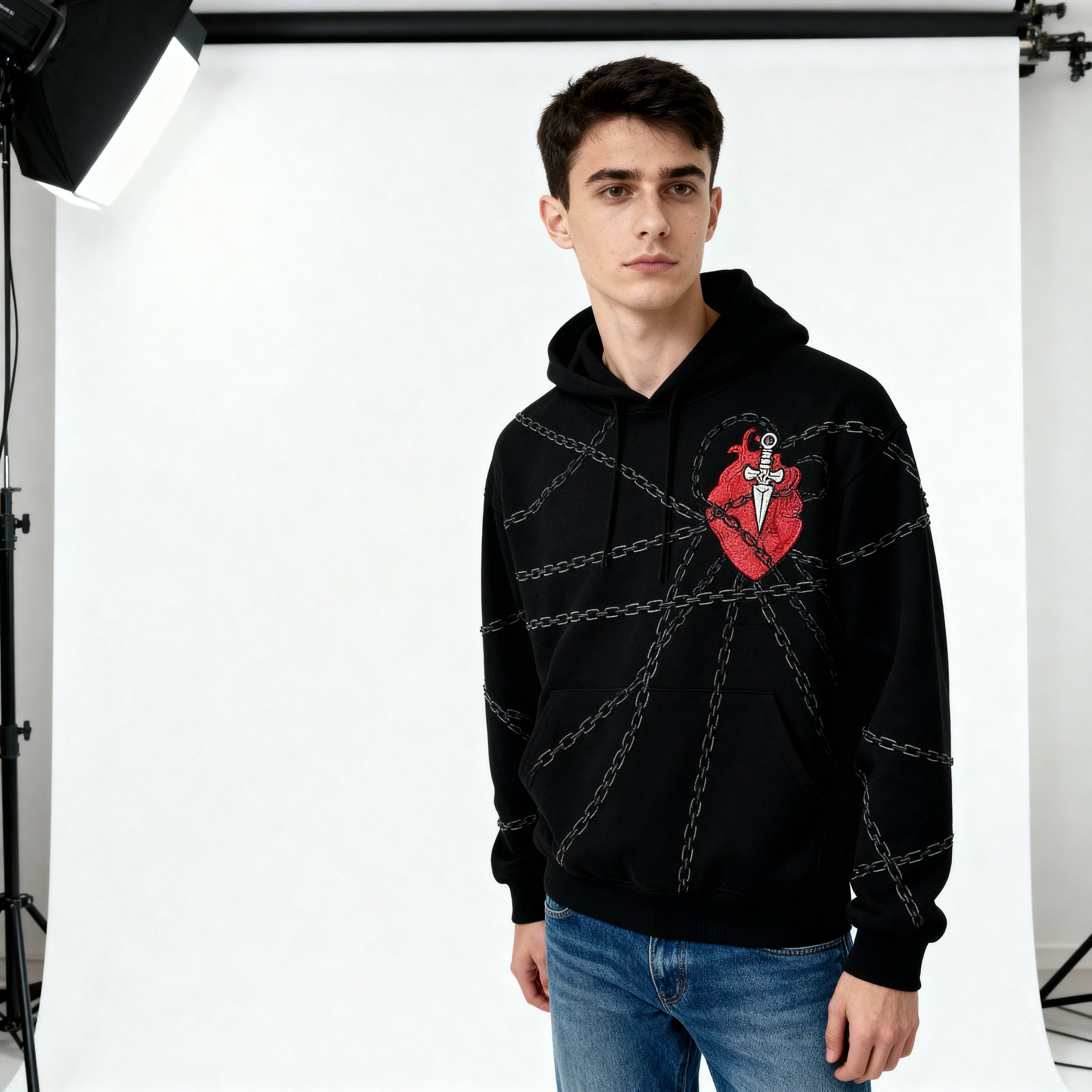 Hanorac Chained Heart Black